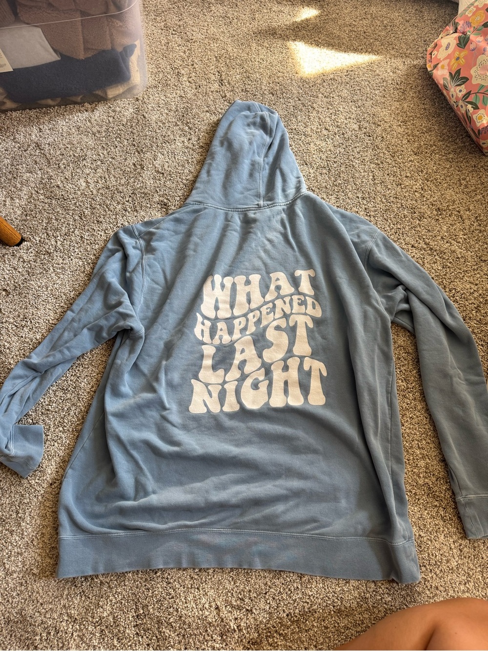 Blue Graphic Hoodie - "What Happened Last Night"